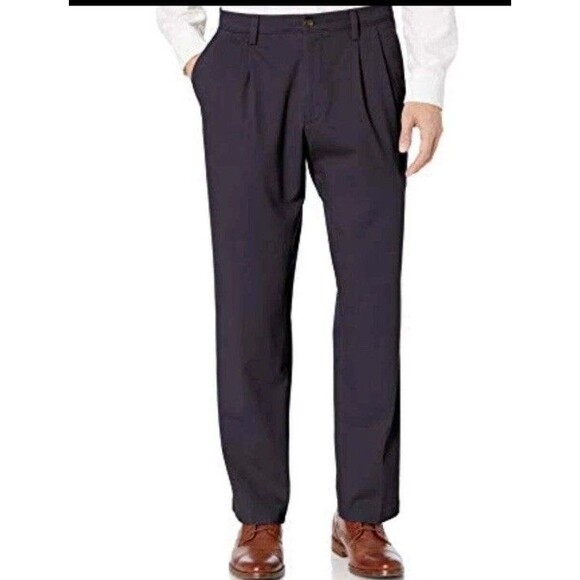 Dockers Mens Easy Khaki Pants Mens 46X29 Big Tall Black Classic Fit Pleated NEW - Picture 1 of 10